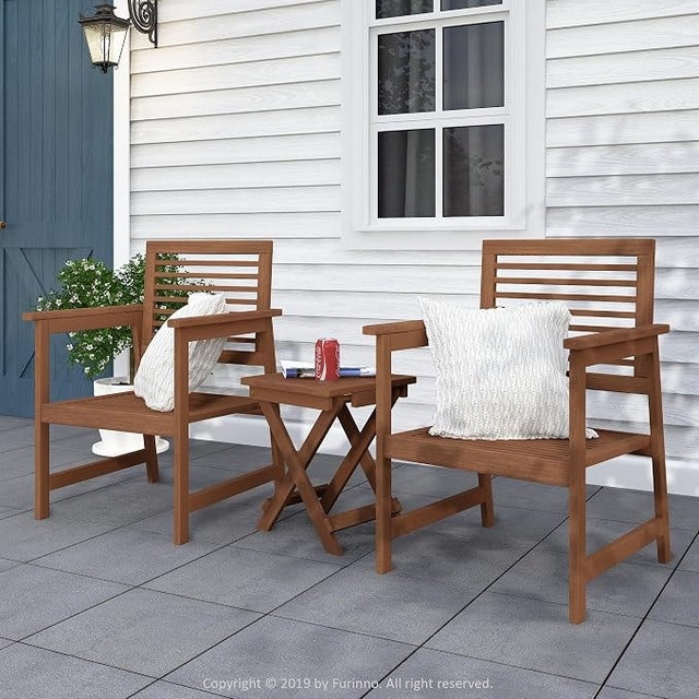 Furinno TIOMAN Wood Patio Armchairs, Set of 2 - NEW in box - photo 2