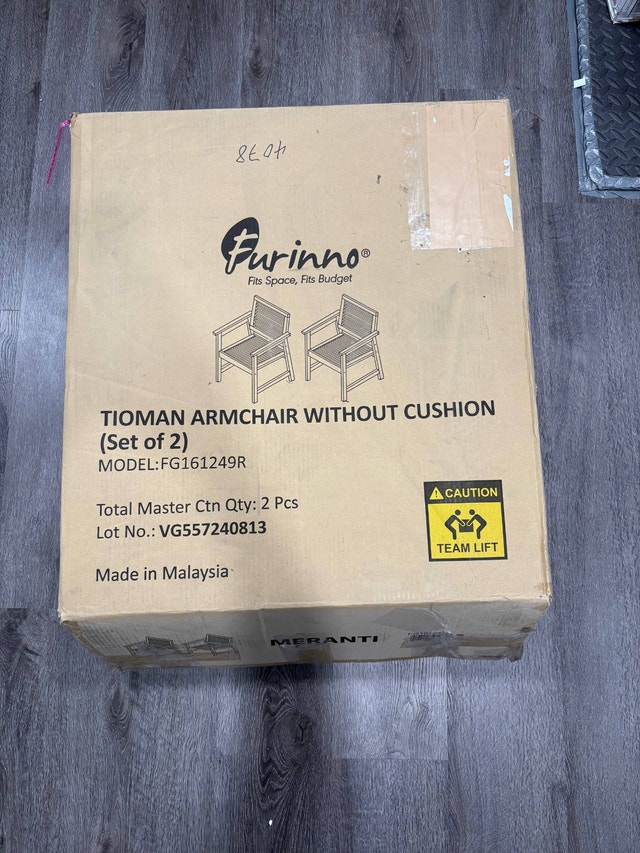 Furinno TIOMAN Wood Patio Armchairs, Set of 2 - NEW in box - photo 3