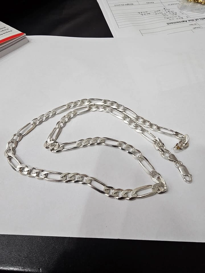 925 Sterling Silver Figaro Chain - 44.68g, Stamped Italy - photo 3