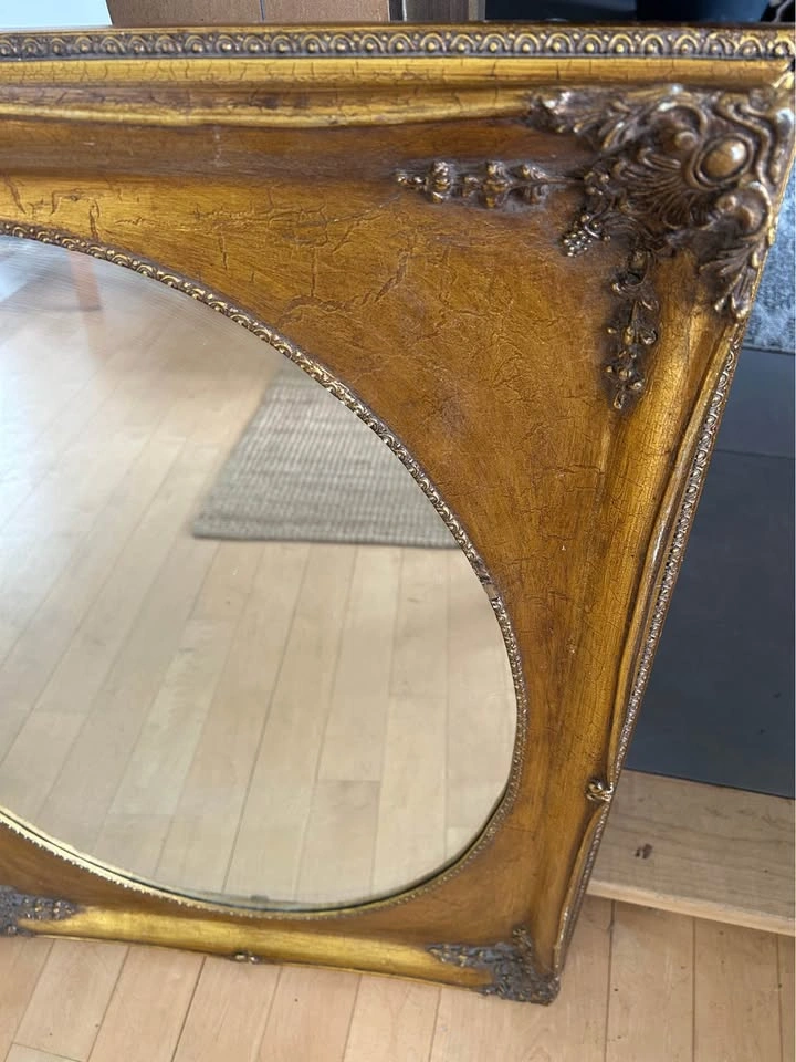 Gorgeous vintage 35x29” Ornate Gold Framed Mirror - photo 2