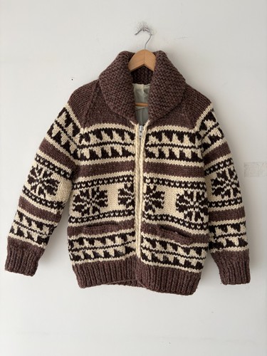 Vintage Cowichan Women's Wool Cardigan Sweater Size S
