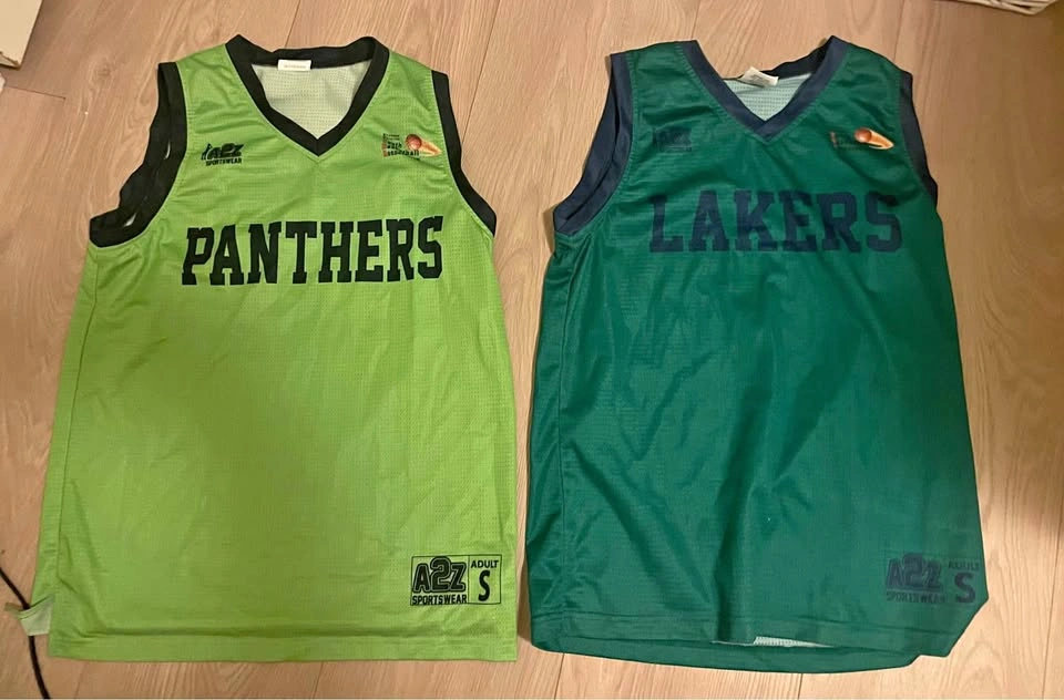 $5 ea - adult small Panthers, Lakers basketball jerseys