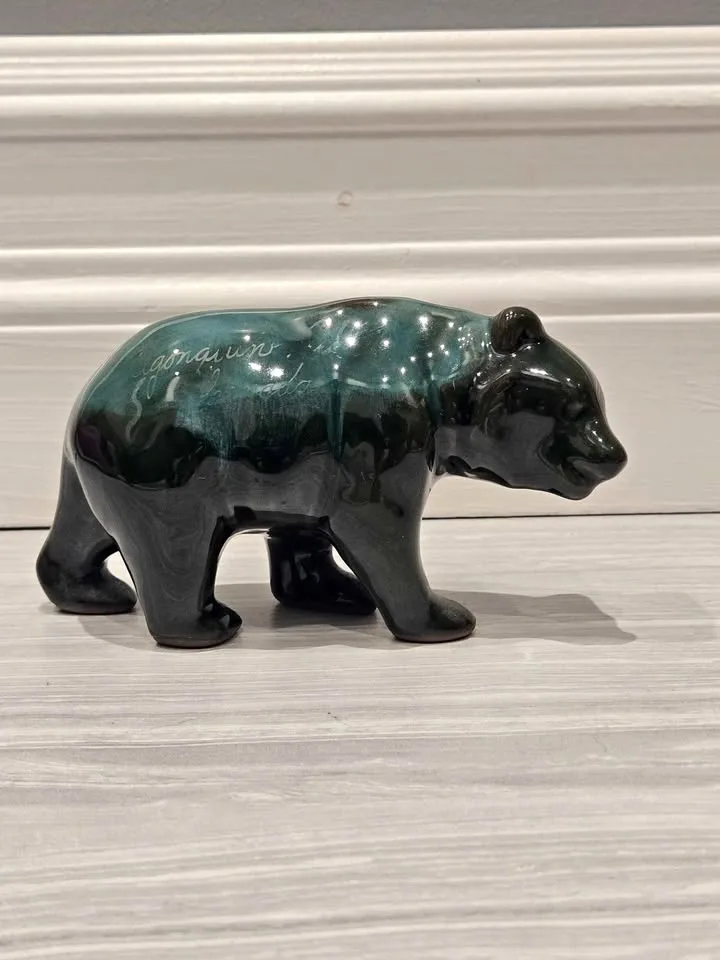 Blue Mountain Pottery Style drip glaze Ceramic Bear Figurine