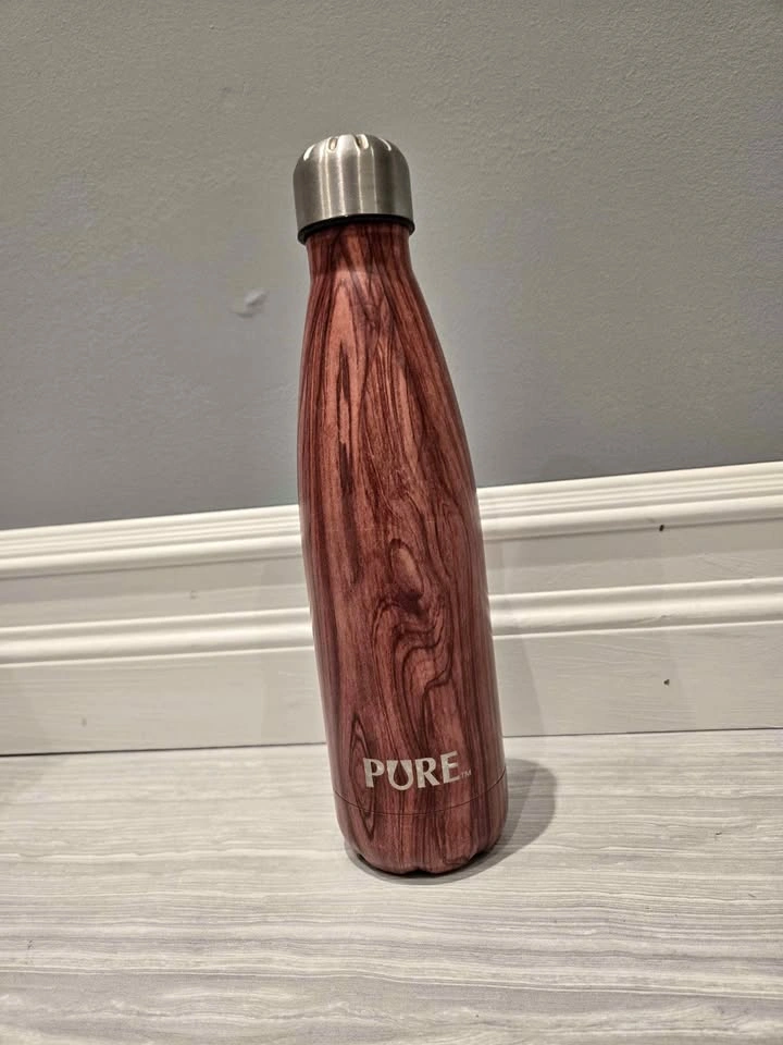 PURE Drinkware Wood Grain Stainless Steel Water Bottle 500ml