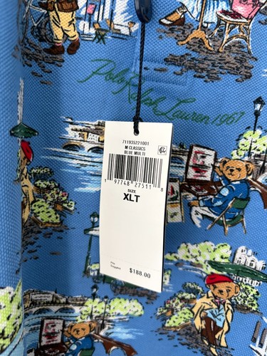 Polo Ralph Lauren Paris Polo Bear Scenic Print Polo Shirt XL - photo 4