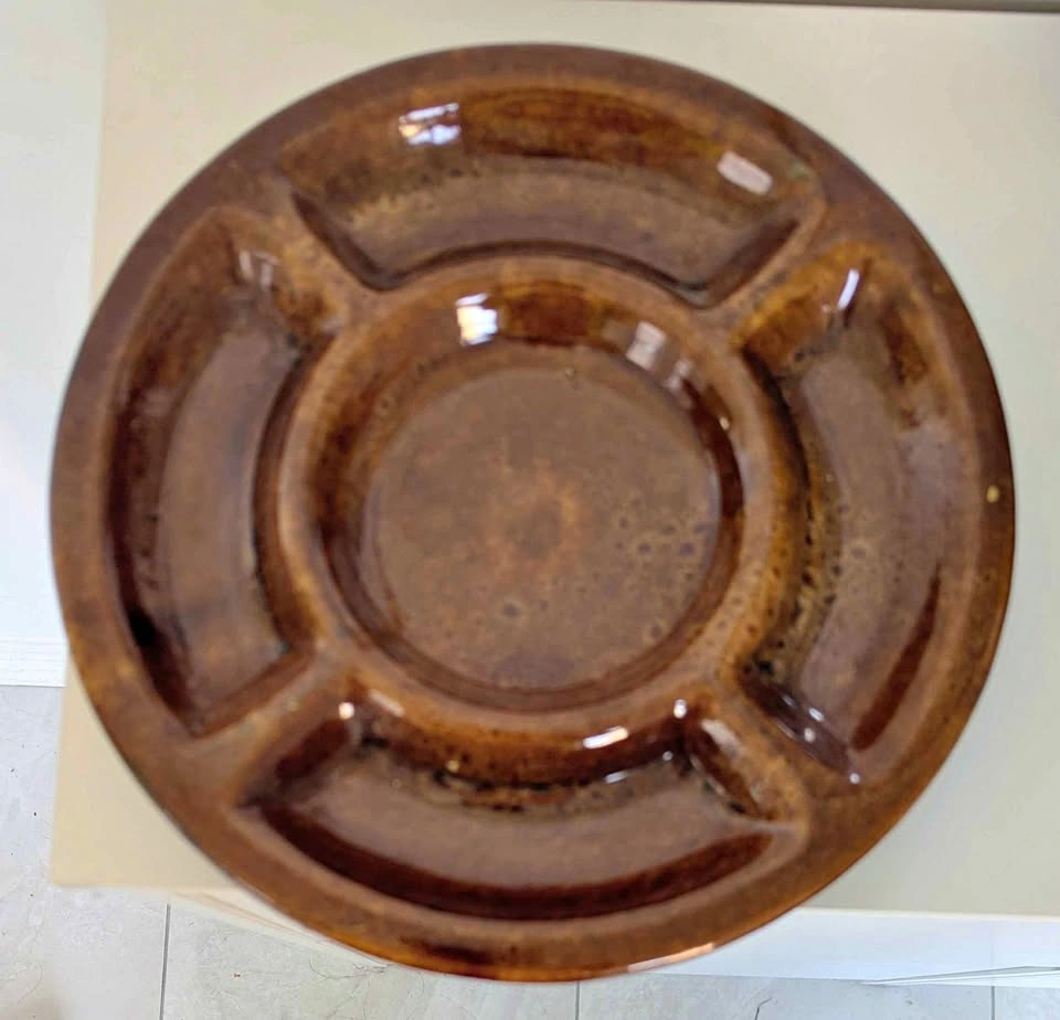 Vintage Brown clay Divided Serving Tray