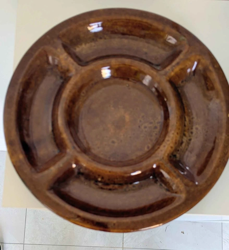 Vintage Brown clay Divided Serving Tray - photo 2
