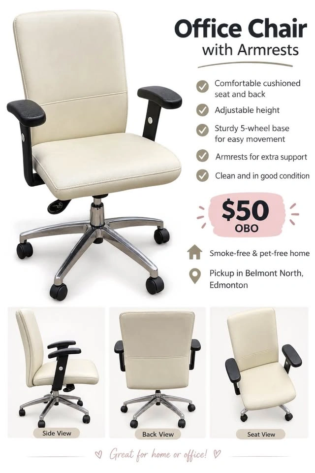 White Faux Leather Office Chair - photo 5