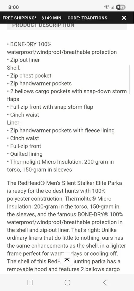 Realtree Men’s Silent Stalker Elite Dual layer Parka image indicator(3)