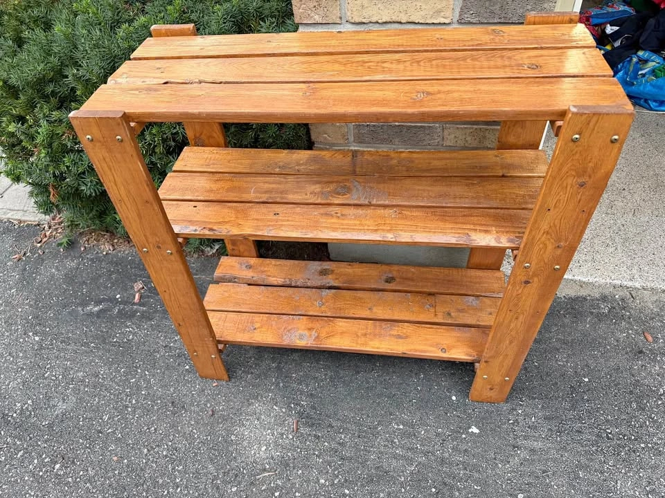 Rustic Solid Wood 3-Tier Shoe Rack / Entryway Organizer