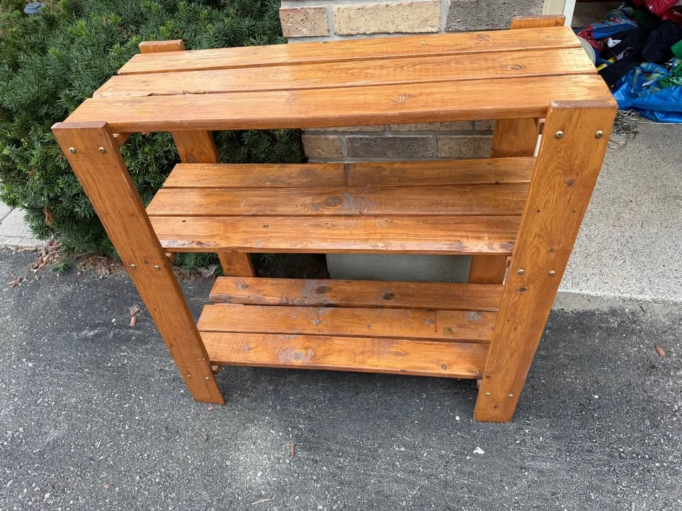 Rustic Solid Wood 3-Tier Shoe Rack / Entryway Organizer - photo 2