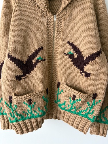 Vintage Cowichan Handmade Wool Knit Men's Zip-Up Sweater Jacket - photo 2