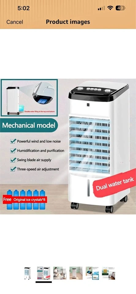 Cooling system fan with Water Cooling, Dual Tank Humidification