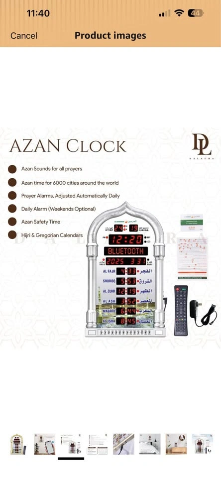 Azan Clock Golden Colour *New - photo 5