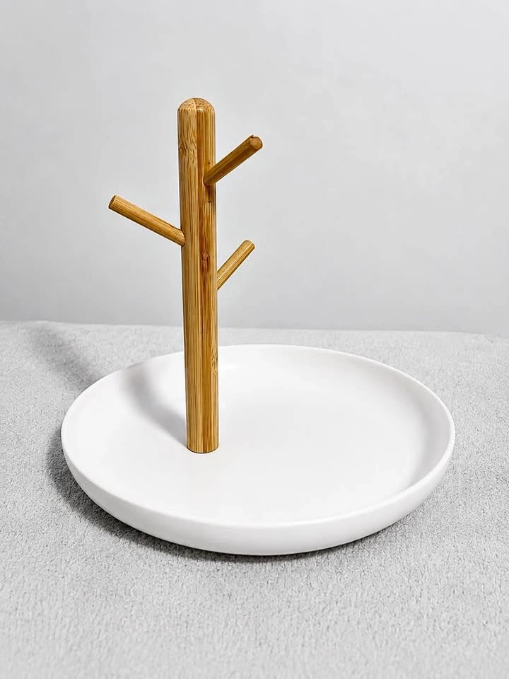 Jewelry/Key Tray with Wood 3-Tier Hanging Organizer