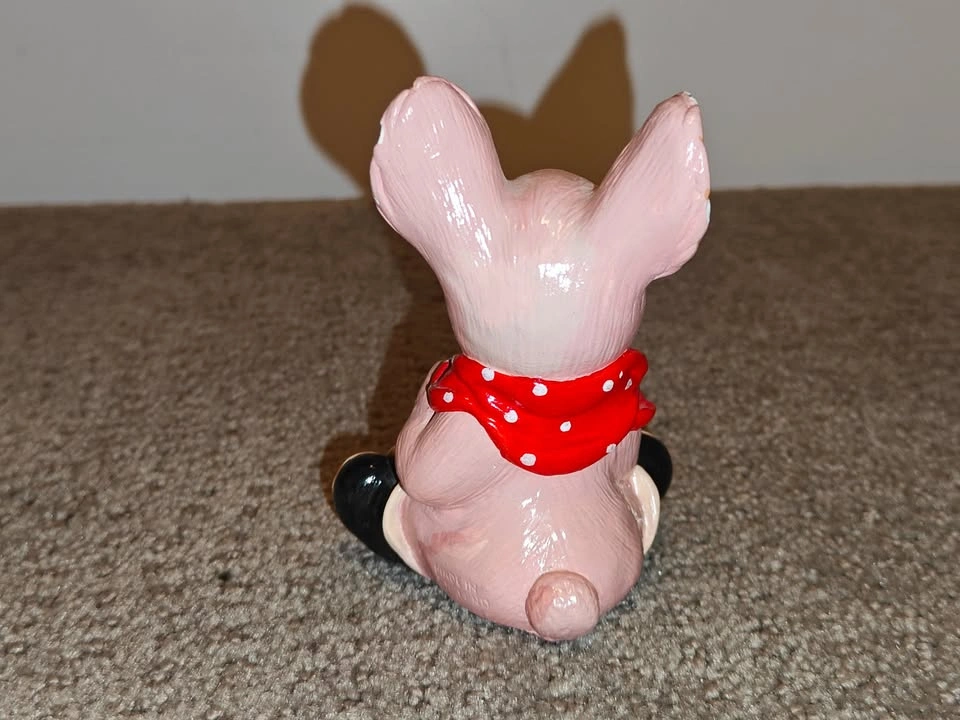 Vintage Lady Easter Bunny Ceramic Figurine with Crab - photo 3