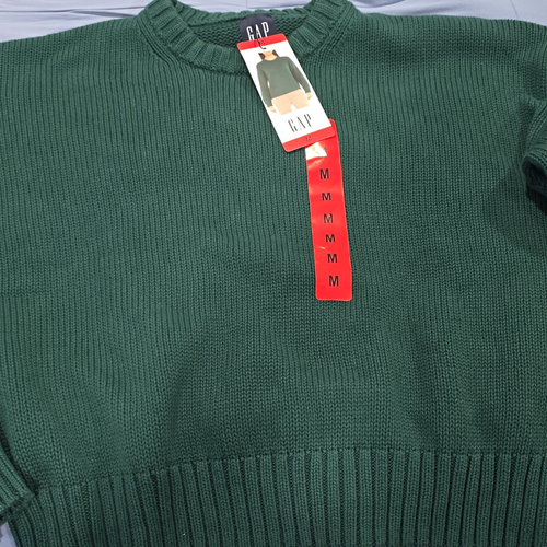 Gap Women Green Solid Knit Crew Neck Pullover Sweater Size M