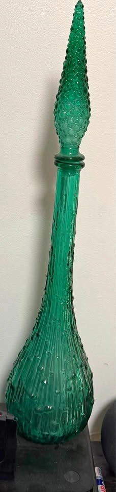 Vintage Emerald Green Italian Empoli Genie Bottle Decanter