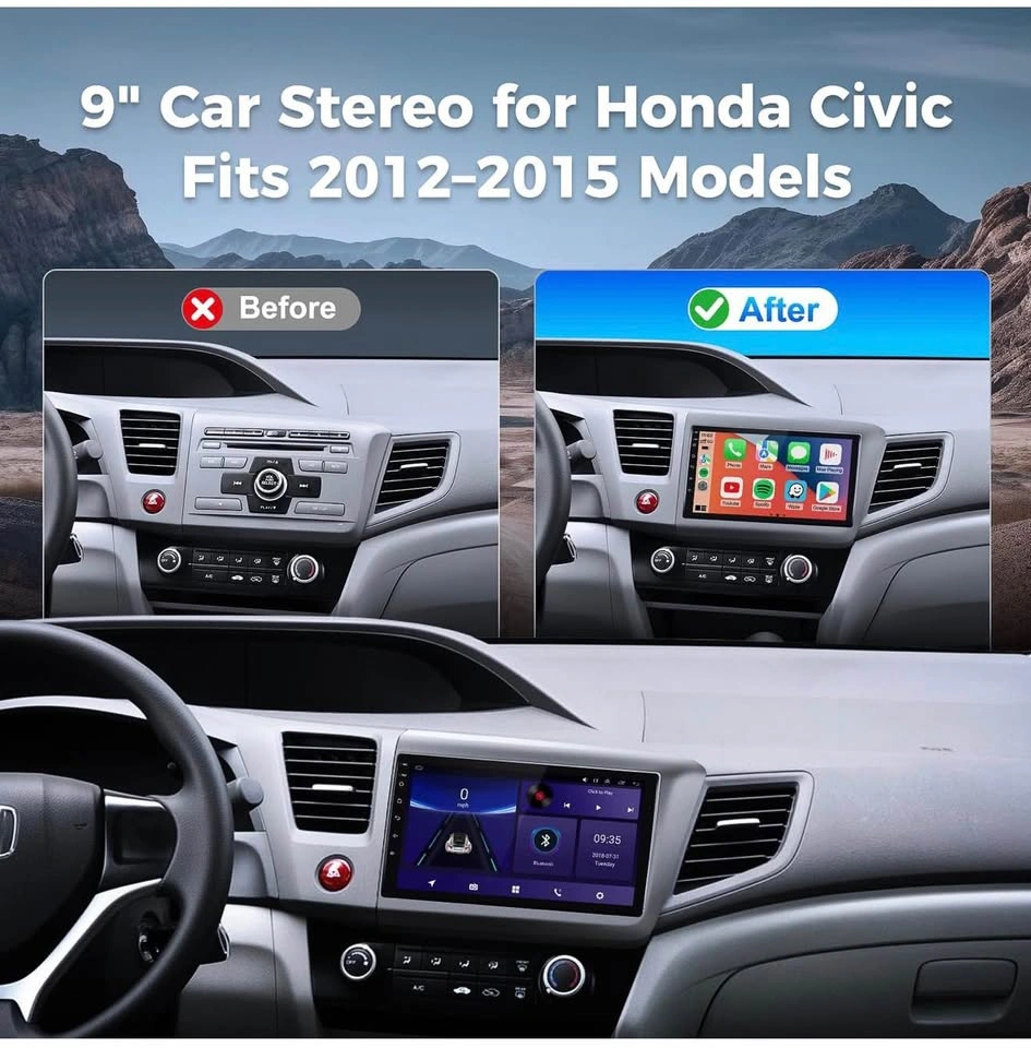9” Car Stereo for Honda Civic 2012-2015, Wireless CarPlay - photo 3