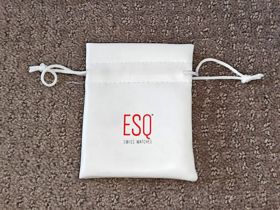 ESQ Esquire Swiss Watch Pleather Drawstring Pouch Bag 3.5"x4.5"