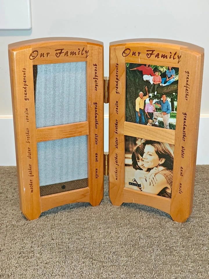 Malden Wooden Folding Picture Photo Frame – Holds 4 Photos