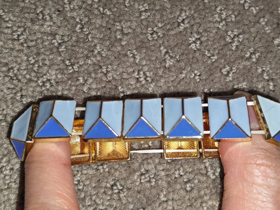 JCrew Pyramid Stud Metal Enamel Stretch Bracelet - Retro Jewelry - photo 3