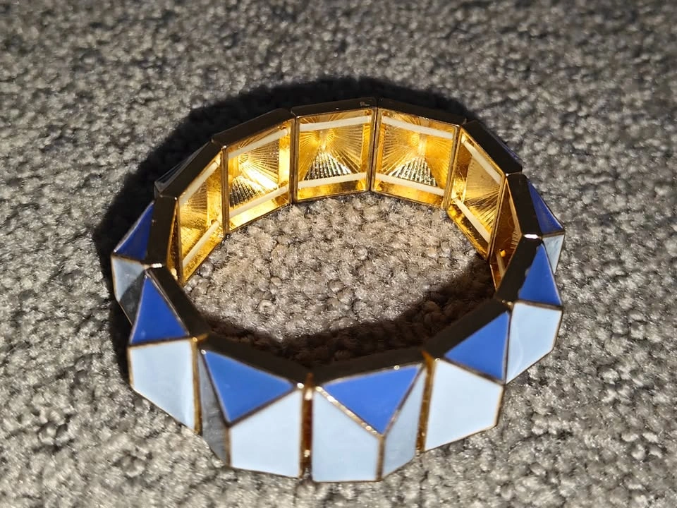 JCrew Pyramid Stud Metal Enamel Stretch Bracelet - Retro Jewelry - photo 4