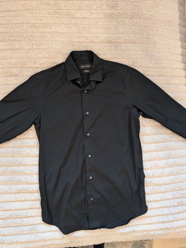Massimo Dutti Slim Fit Black Stretch Dress Shirt Men's Small