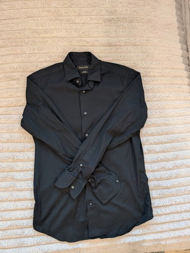 Massimo Dutti Slim Fit Black Stretch Dress Shirt Men's Small - photo 2