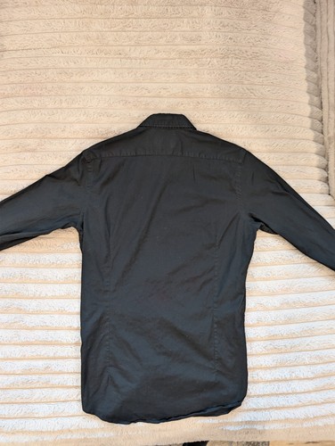 Massimo Dutti Slim Fit Black Stretch Dress Shirt Men's Small - photo 3