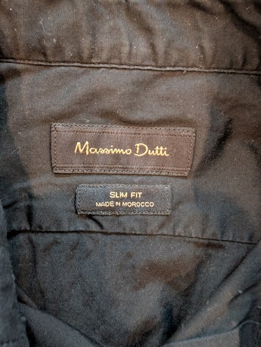 Massimo Dutti Slim Fit Black Stretch Dress Shirt Men's Small - photo 4