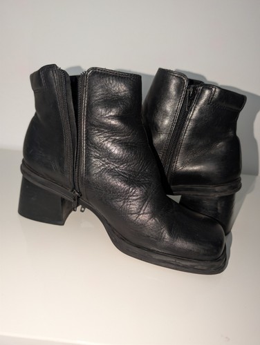 Connie Annie Women's Black Leather Ankle Boots Size 8M