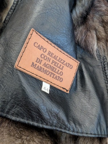 Vintage Women's Black Lambskin Leather Fur Lined Coat Size 44 - photo 4