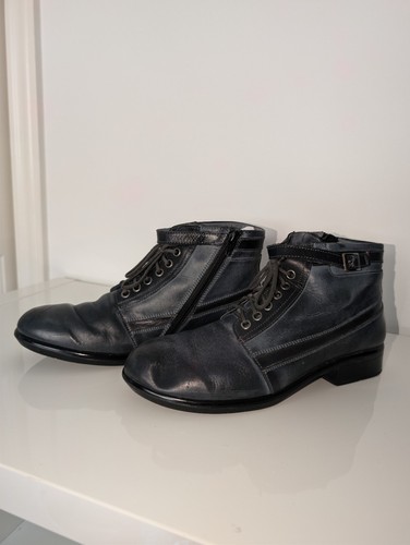 Naot Women's Leather Lace Up Moto Ankle Boots Blue Black EU 39 - photo 2