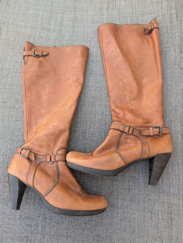 Hispanitas Women's Brown Leather Knee High Boots Size 38 EU - photo 2