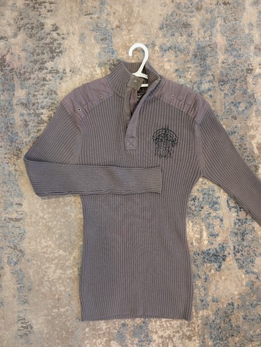 President Stone Men's Ribbed Quarter Zip Sweater Gray Large