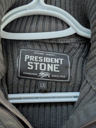 President Stone Men's Ribbed Quarter Zip Sweater Gray Large - photo 3