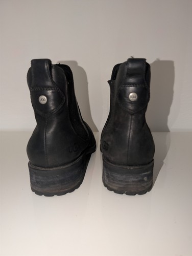 UGG Women's Black Leather Chelsea Ankle Boots Size 8 Pull On - photo 3