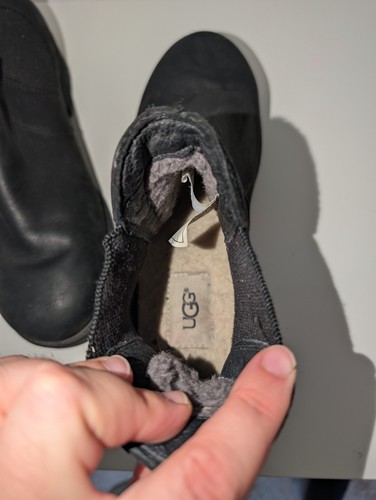 UGG Women's Black Leather Chelsea Ankle Boots Size 8 Pull On - photo 5