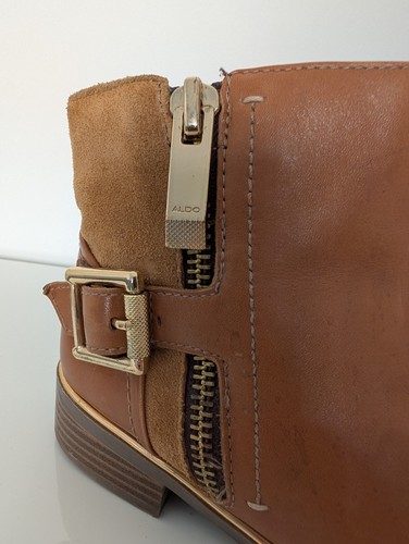ALDO Women's Brown Leather Suede Ankle Boots Size 7 - photo 2