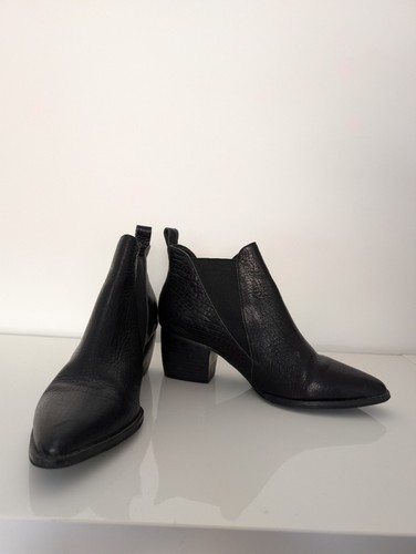 Sol Sana Women's Black Leather Chelsea Ankle Boots EU 40