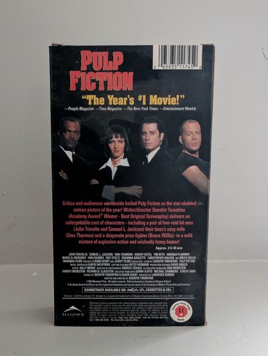 Pulp Fiction VHS Quentin Tarantino Alliance Video Miramax 1994 - photo 2
