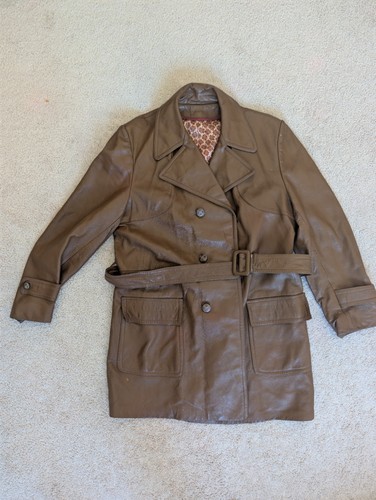 Vintage Ellet's Leather Fashions Brown Genuine Leather Belted Co