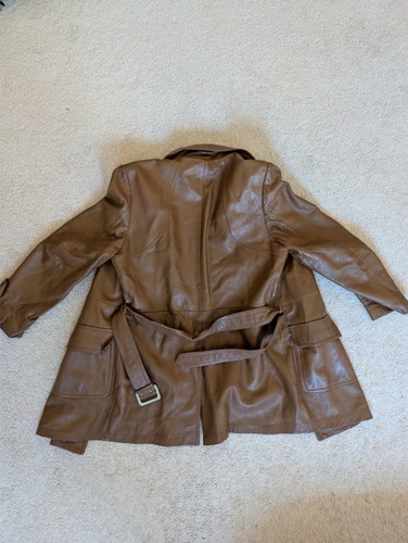 Vintage Ellet's Leather Fashions Brown Genuine Leather Belted Co - photo 2