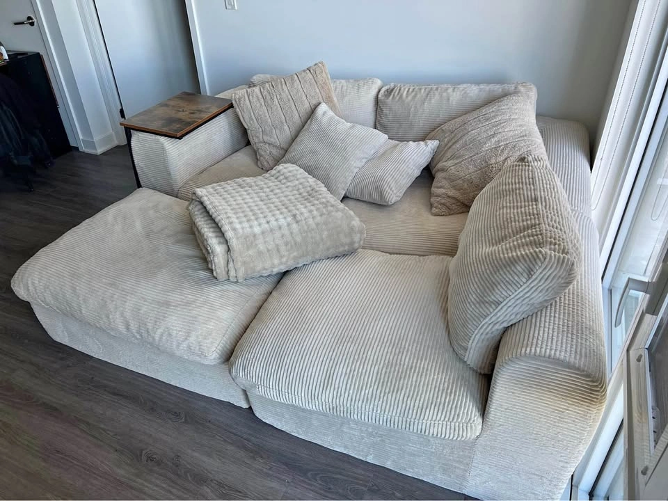 108” Cloud Sectional Sofa – L-Shaped with Ottoman - $450