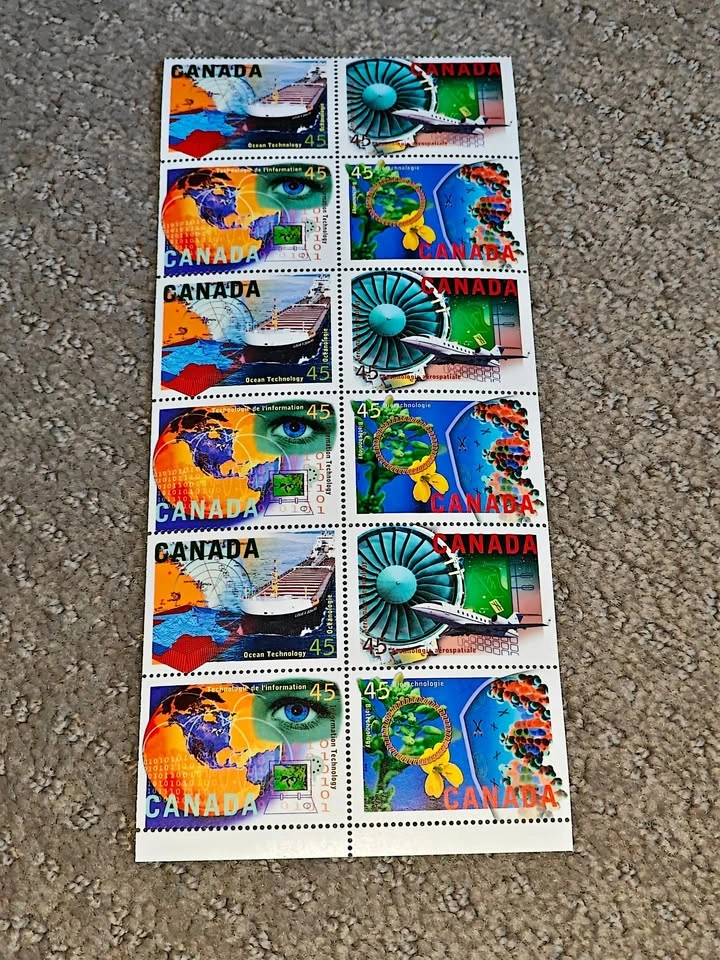 Stamp Pane 1996 Canada Post – High Technology Industries