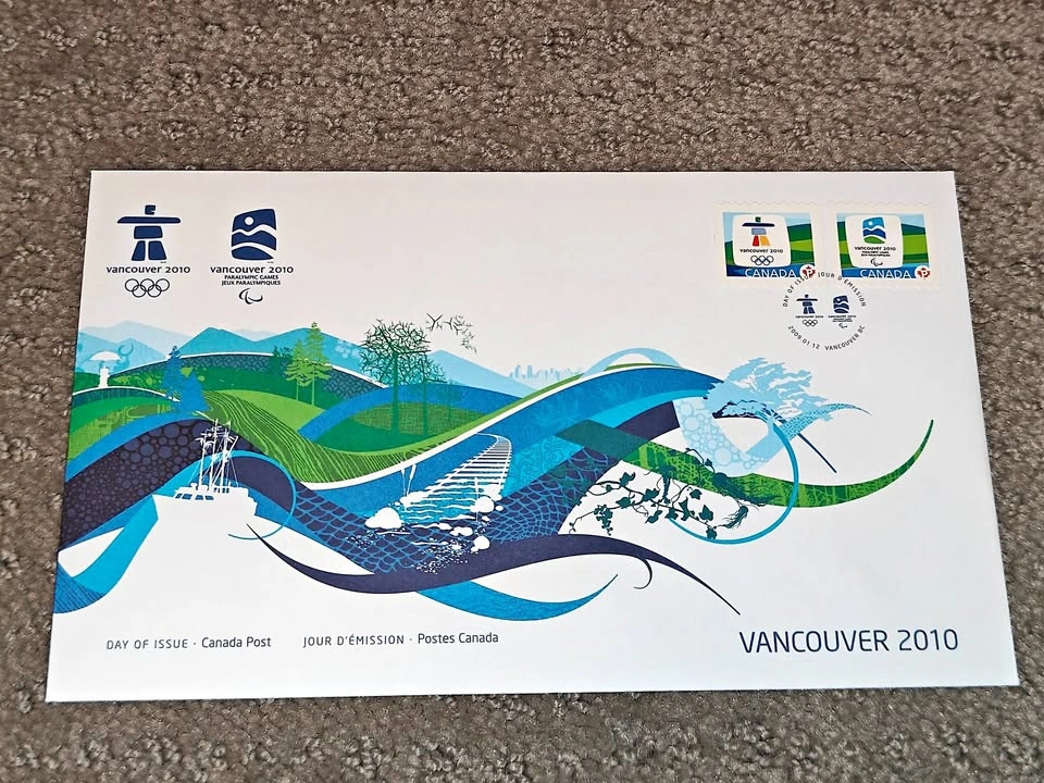 First Day Covers FDC Vancouver 2010 Olympic & Paralympic Emblem