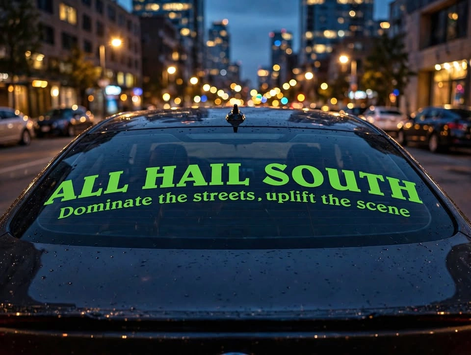 All Hail South Vinyl Decal 12-48" - Car Window Banner