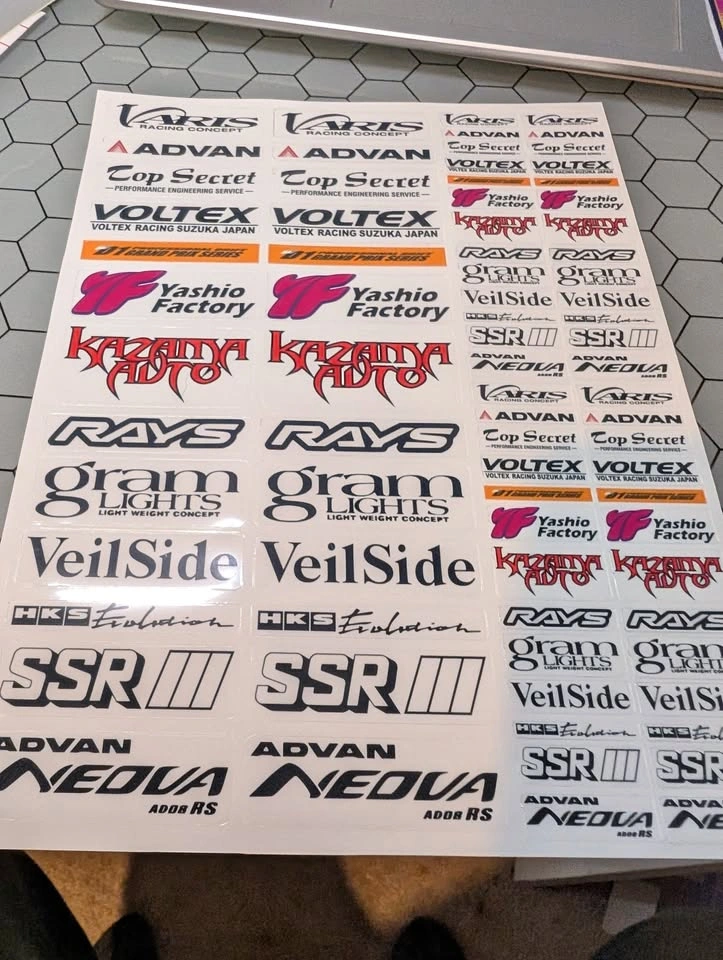 JDM Racing Sticker Sheet - Clear Vinyl Decal Pack