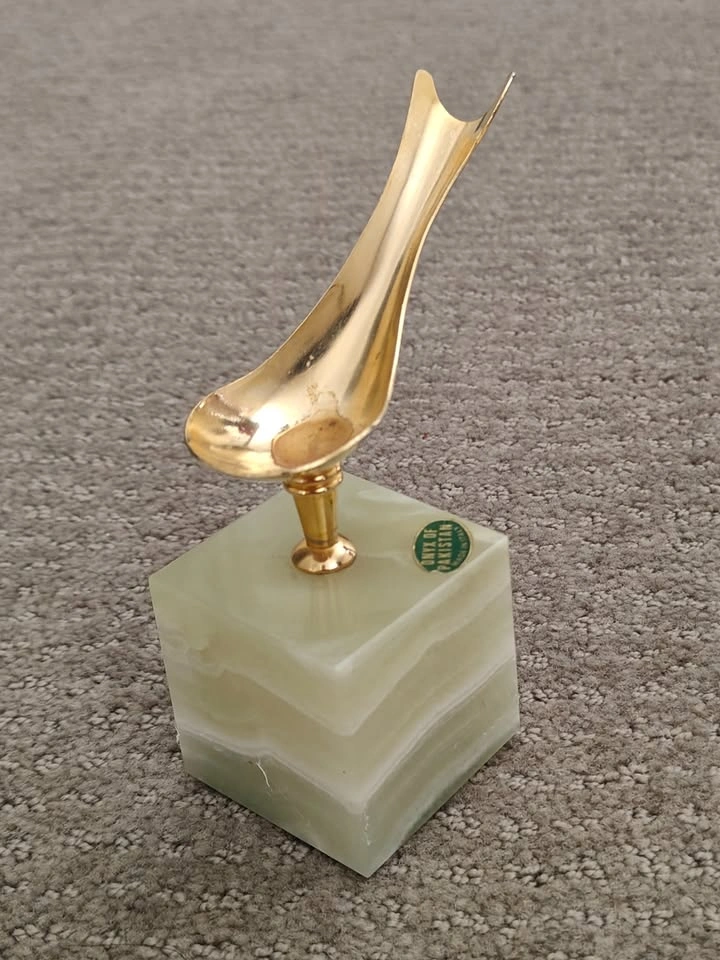 Vintage Onyx Marble Base with Brass Pipe Holder Stand Rack - photo 2
